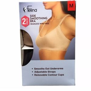 Felina New Women's Size Medium 2 Pack Side Smoothing Seamless Wire Free Bra